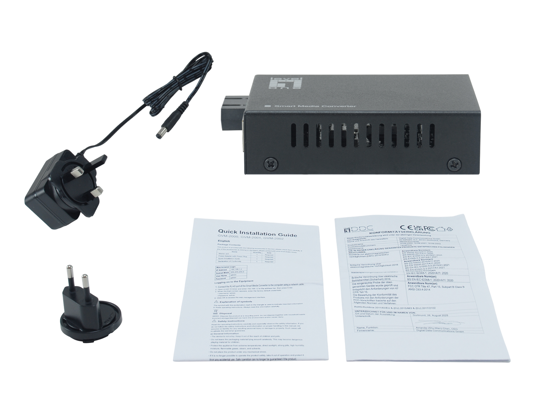LevelOne Media Konverter RJ45->SC GE SM Smart 1310nm 20km