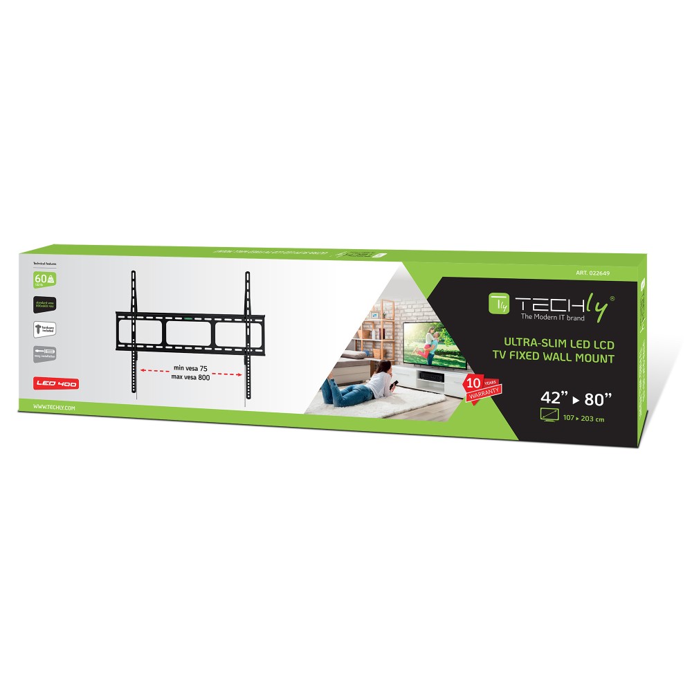 Techly Wandhalterung LCD TV LED 42-80 Slim fixed H600mm