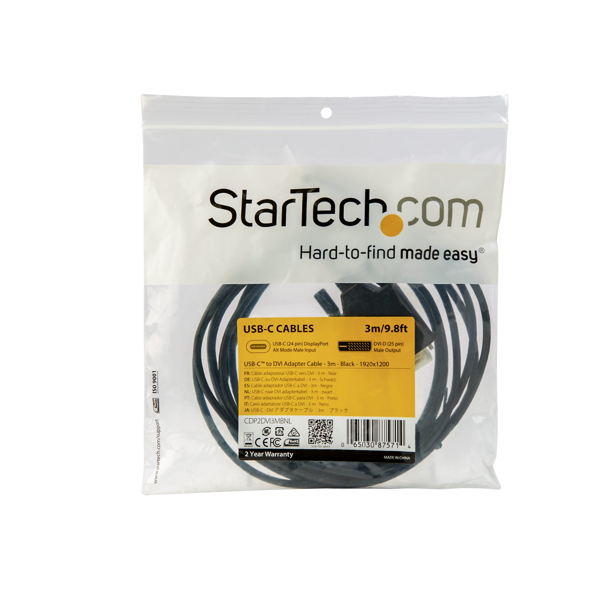 3M USB-C TO DVI CABLE - BLACK .
