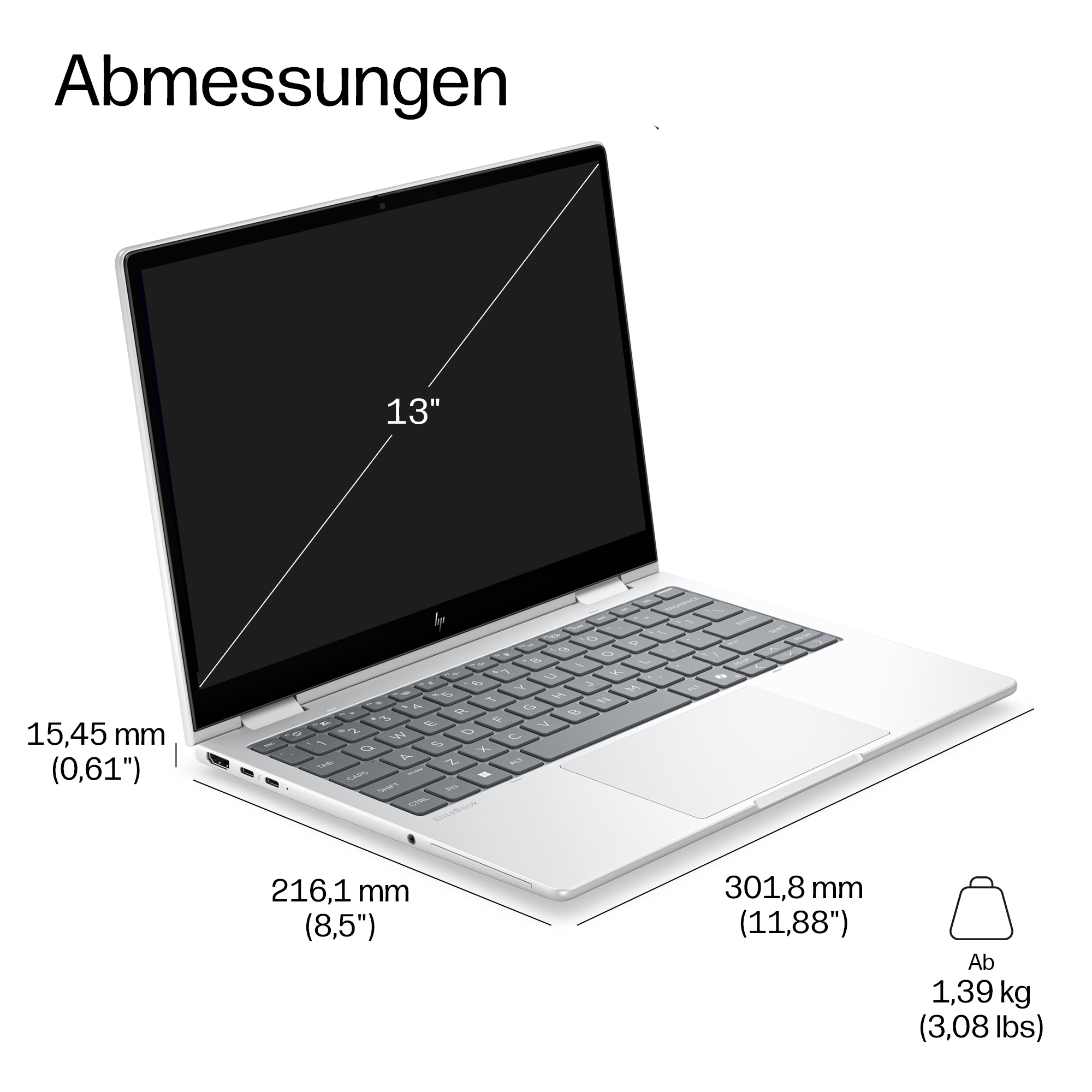 HP EliteBook 8 Flip G2i Intel Core Ultra 5 325 33,78cm 13,3Zoll WUXGA 16GB 512GB/SSD LTE 5G W11P 3J Gar (DE)