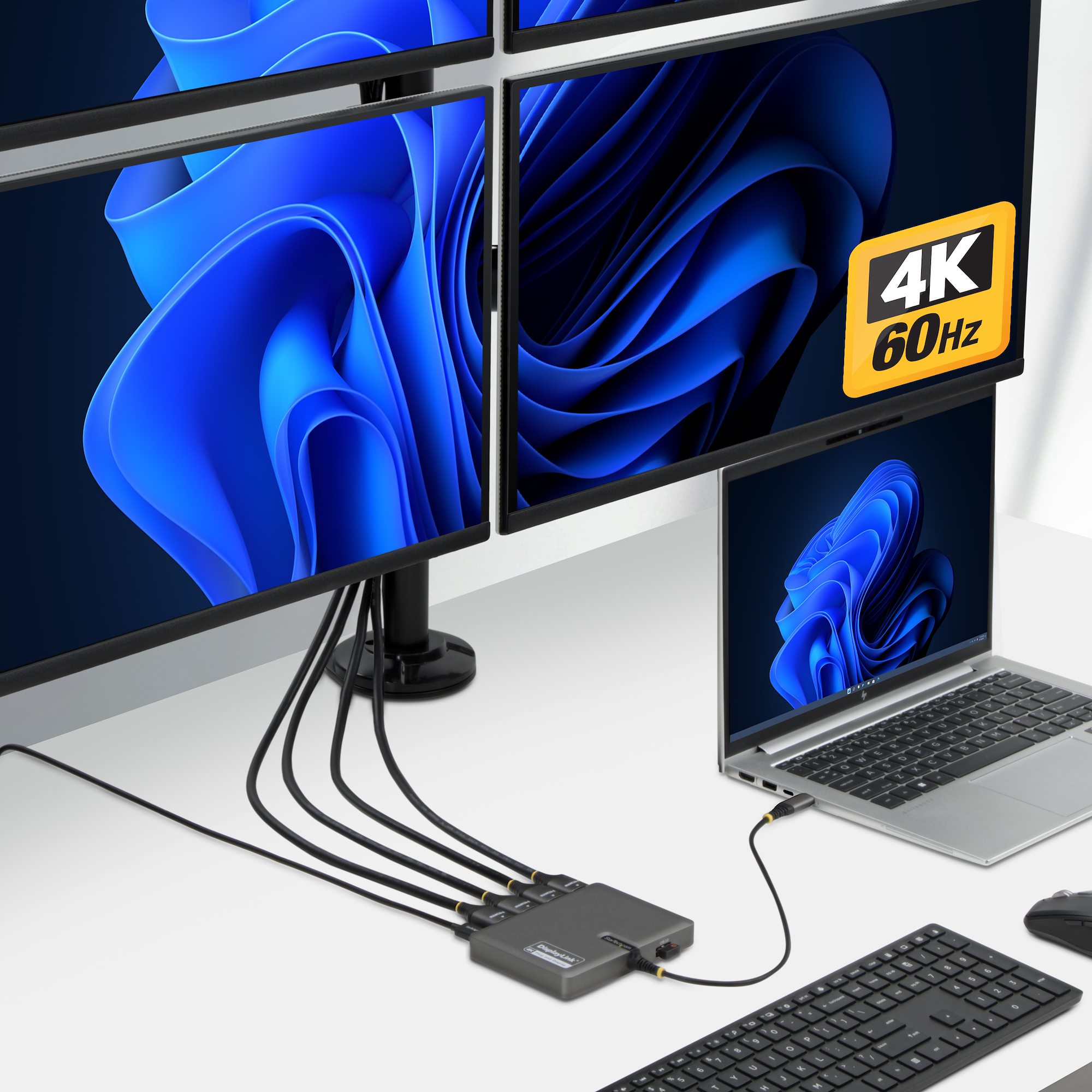 STARTECH.COM USB-C zu 4-Monitor Workstation Adapter 4K 60Hz HDMI 140W PD Passthrough USB fur Tastatur und Maus TAA
