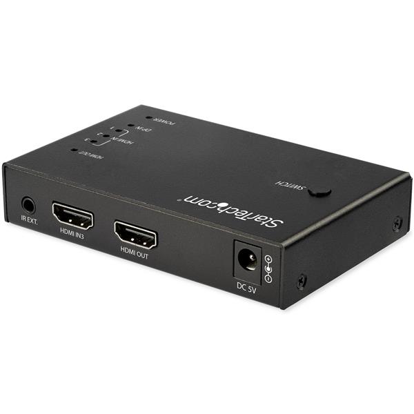 STARTECH.COM HDMI-Video-Switch - 3 x HDMI und 1x DisplayPort - 4K - HDMI Splitter 4 in 1 out automatisch mit Fernbedienung
