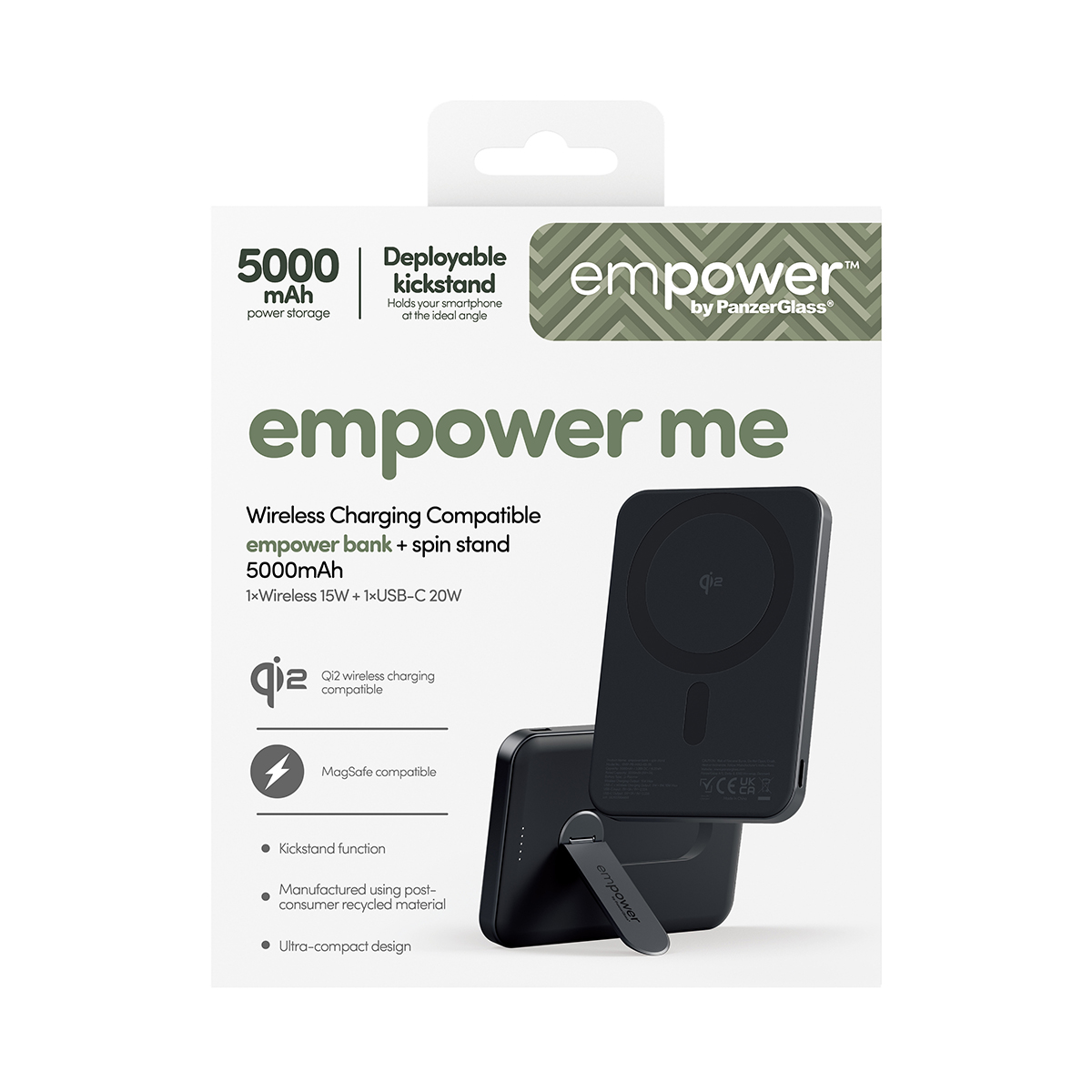 EMPOWER BANK W. SPIN STAND 5000MAH SPACE BLACK