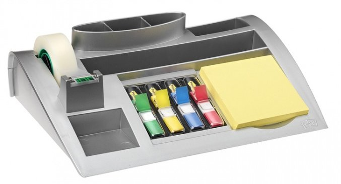 Post-it® Schreibtisch-Organizer C50 silber ABS-Kunststoff 7 Fächer 25,6 x 16,8 x 6,8 cm