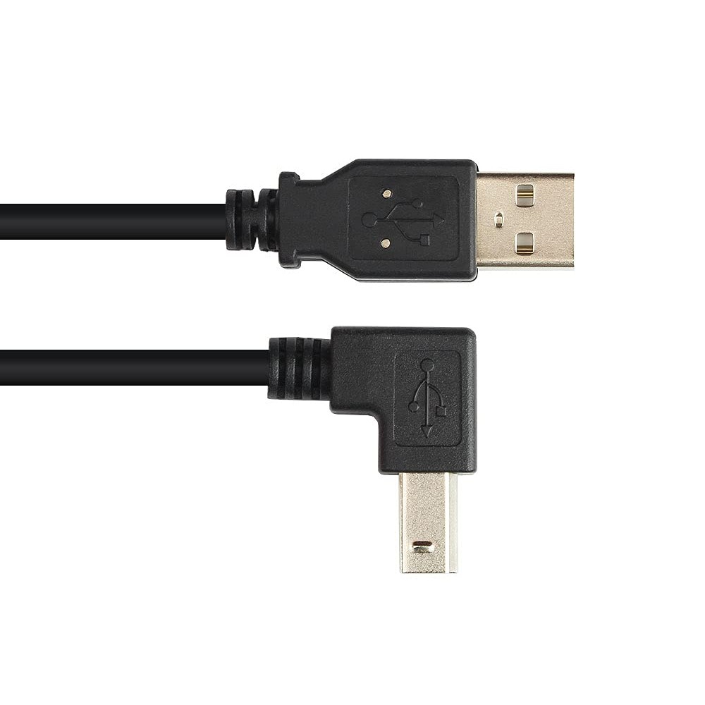 TECHLY USB2.0 Anschlusskabel Schwarz Stecker Typ-A auf Stecker Typ-B 90 Grad gewinkelt Laenge 0,5m
