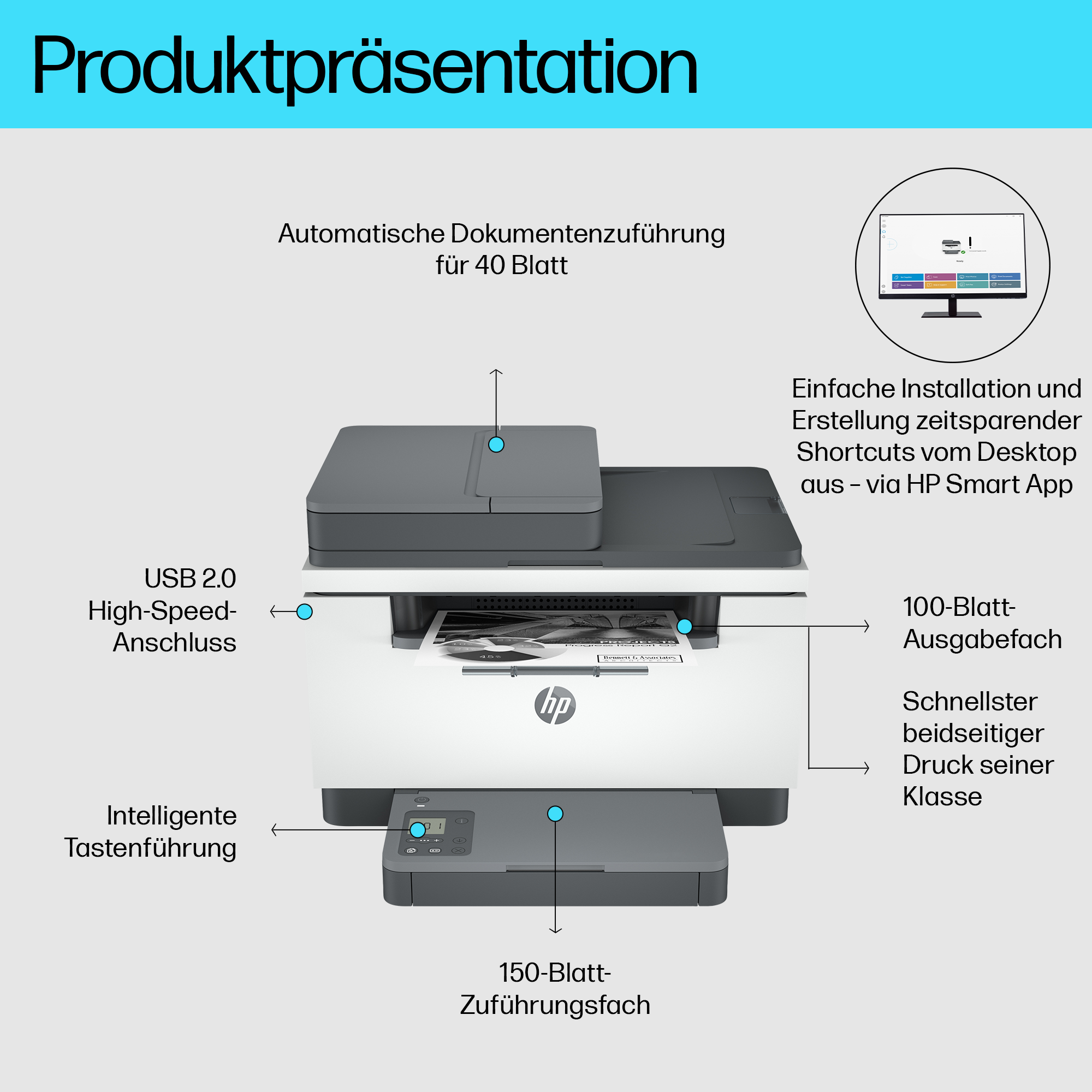 HP LaserJet MFP M234sdn 3 in 1 Laser-Multifunktionsdrucker weiß