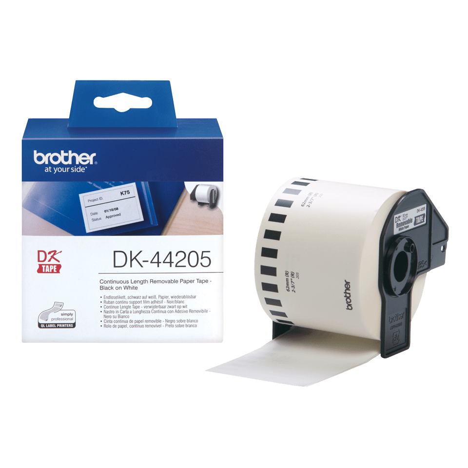 DK CONTINUOUS LABELS WHITE PAPER 30.48M REMOVABLE