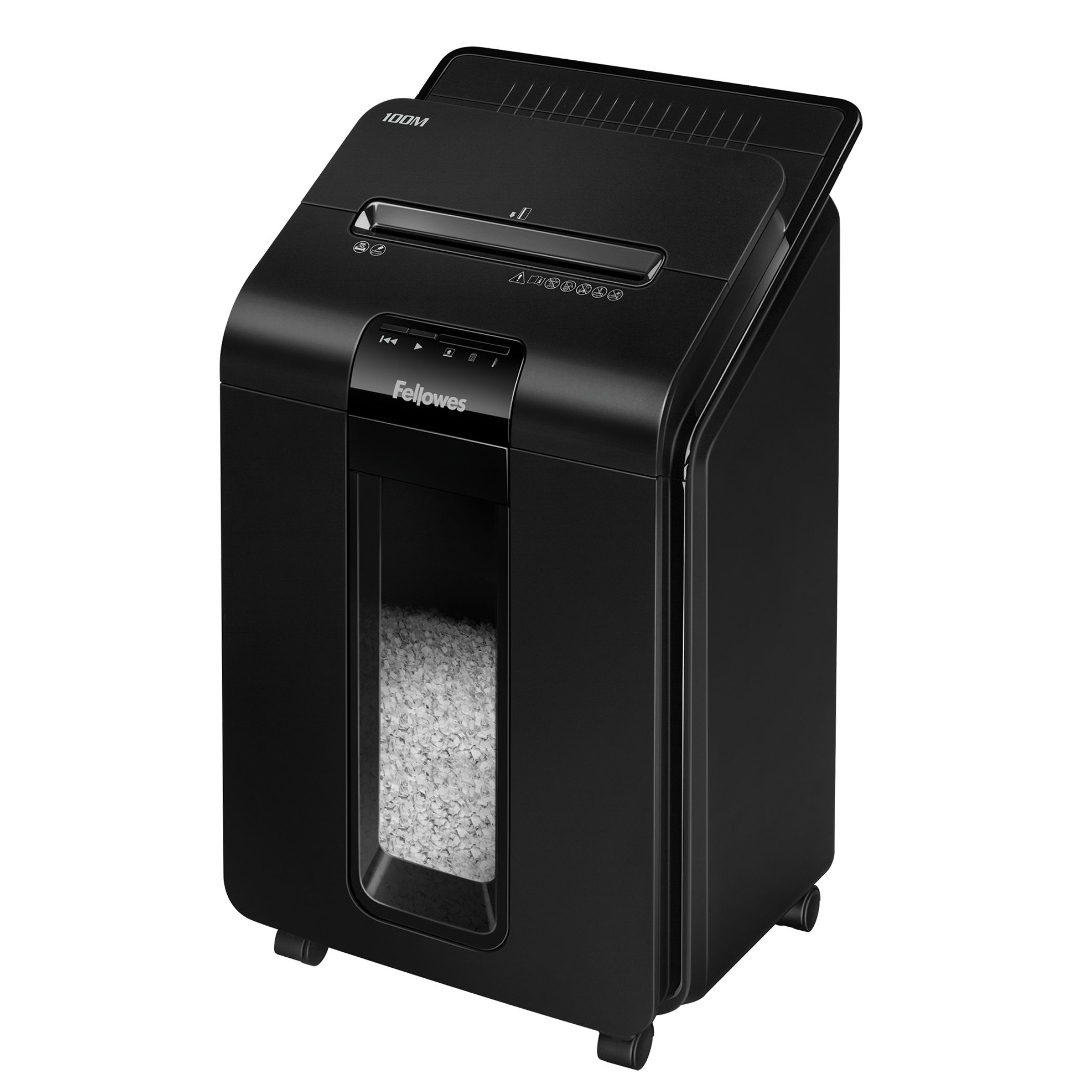 AKTION: Fellowes AutoMax 100M Aktenvernichter mit Partikelschnitt P-4, 4 x 10 mm, bis 100 Blatt, schwarz mit 25 Euro CashBack