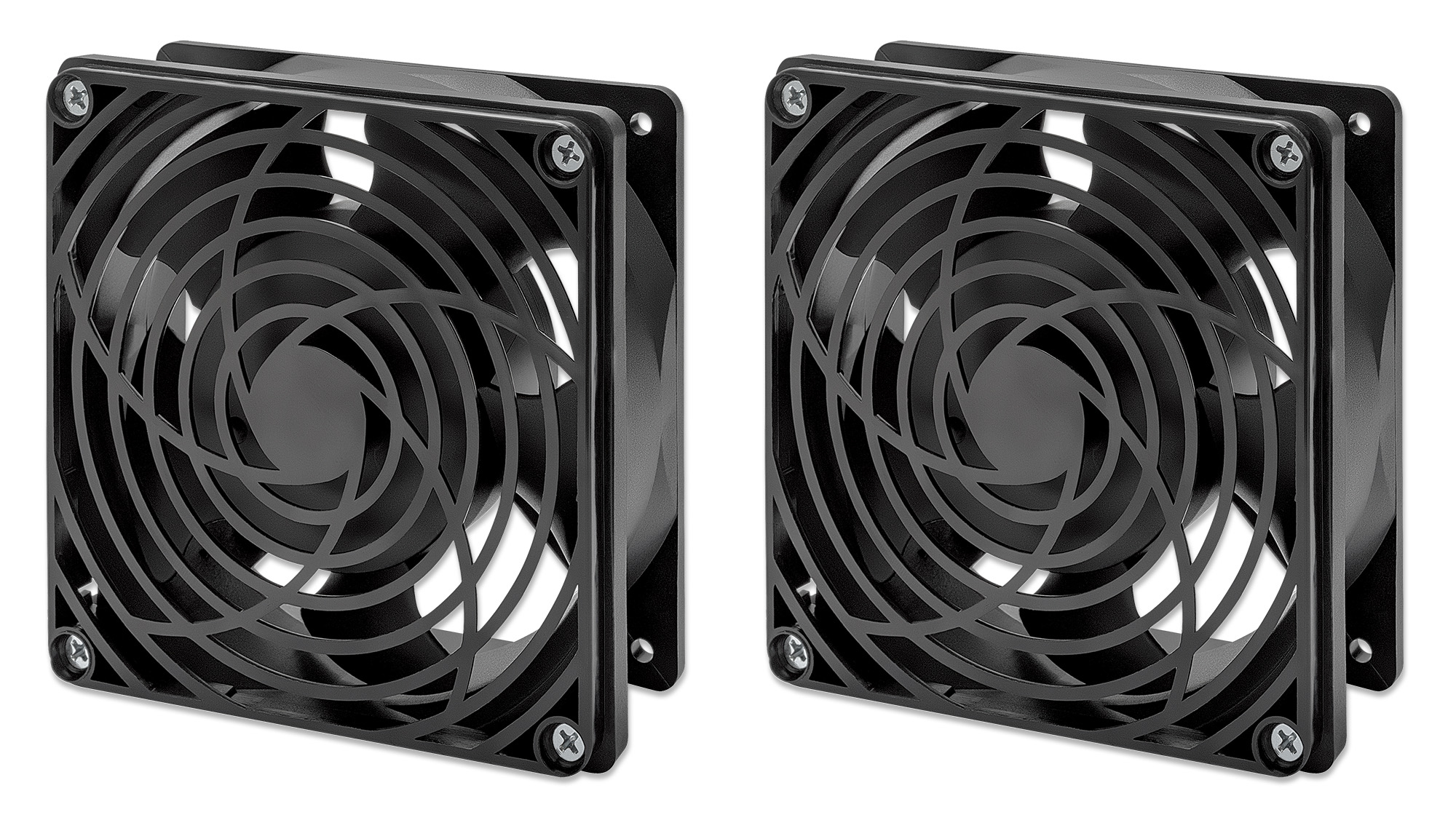 INTELLINET 2-fach Dachlüfter für 48,26cm 19Zl Wandverteiler Kühleinheit zur Dachmontage 1,8m Stromkabel 220-240V Erdungskit schwarz