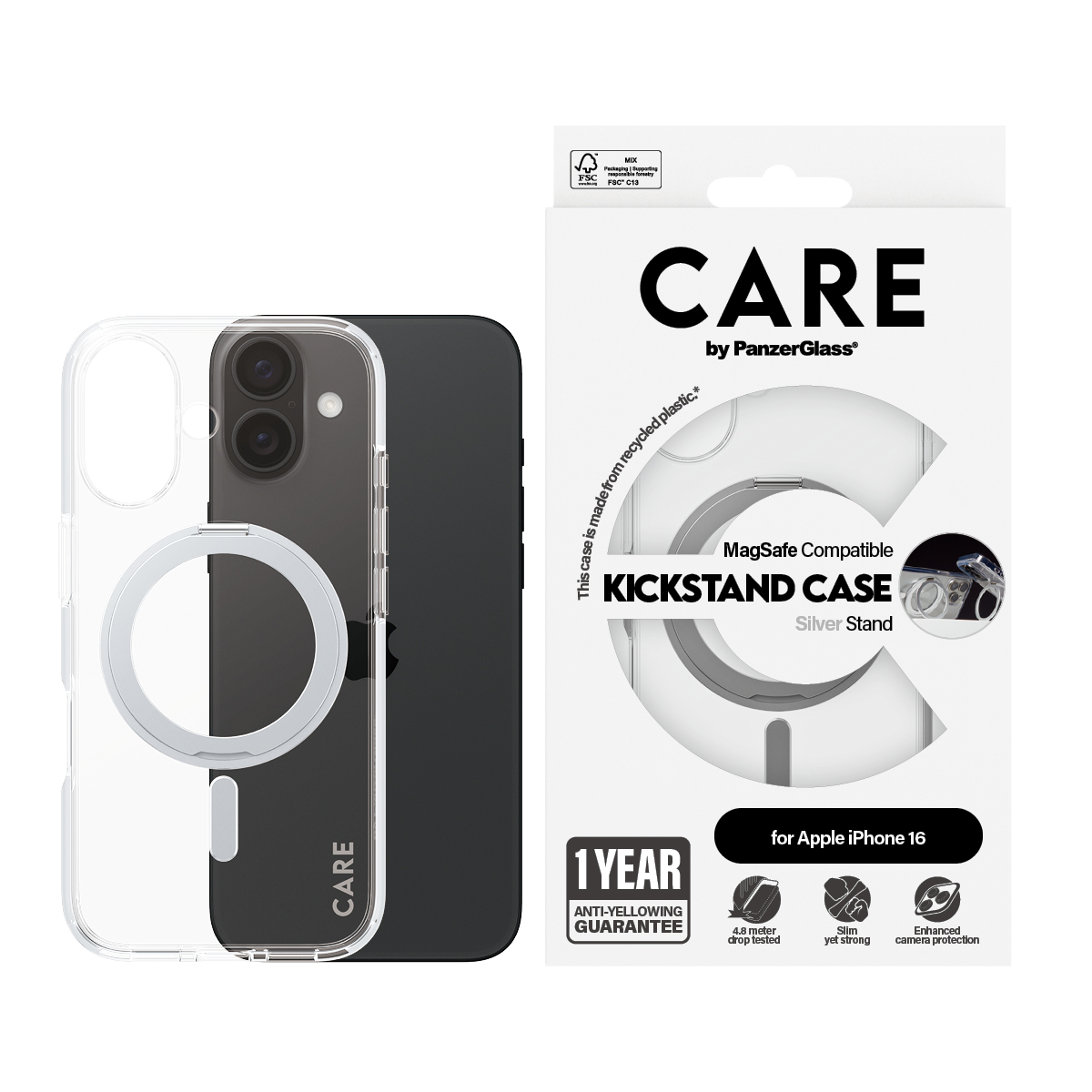 CARE BY PANZERGLASS CASE FEATURE SILVER KICKSTAND/MAGSAFE