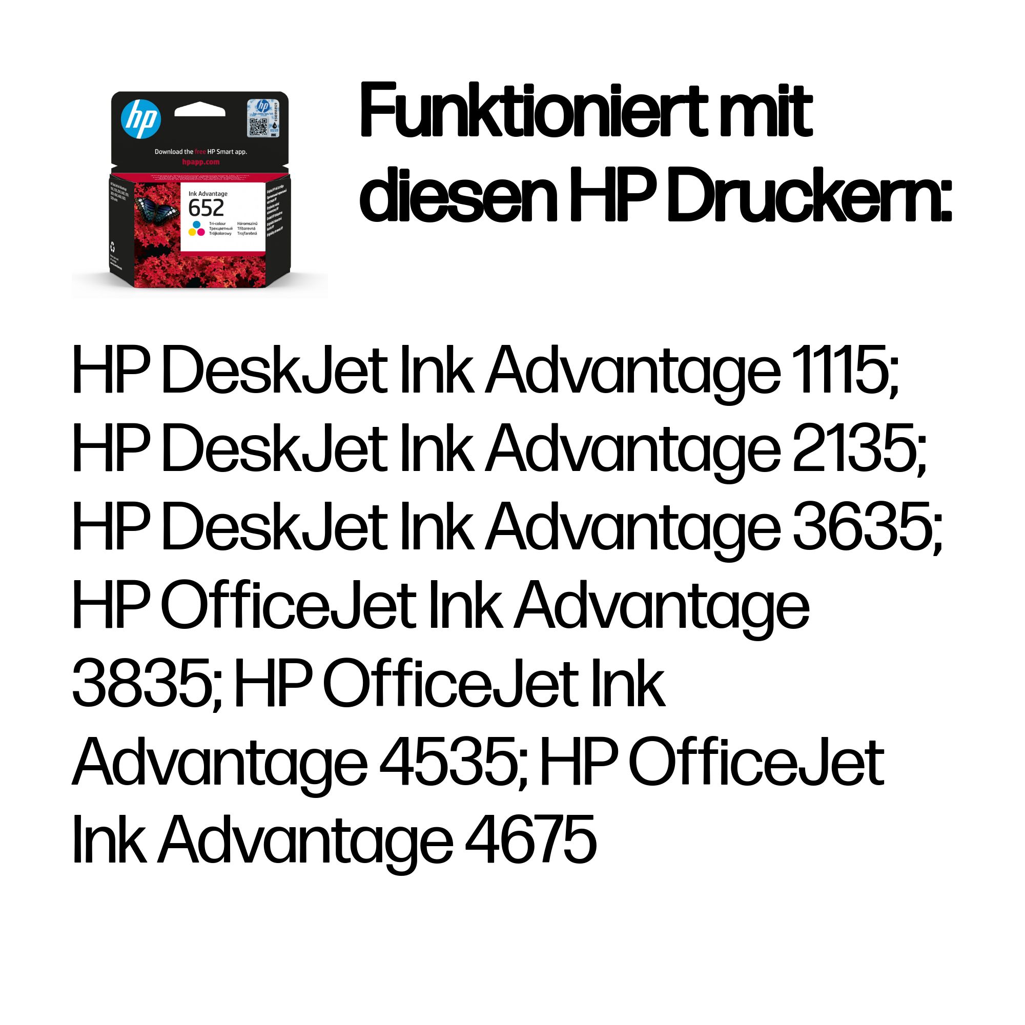 HP 652 Dreifarbig Tintenpatrone