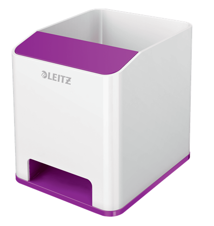 LEITZ Stiftehalter WOW Duo Colour perlweiß/violett Polystyrol 2 Fächer 9,0 x 10,1 x 10,0 cm