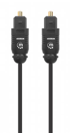 MANHATTAN Toslink Digitales Optisches Audiokabel 2 x Toslink S/PDIF-Stecker 3 m vergoldete Kontakte schwarz