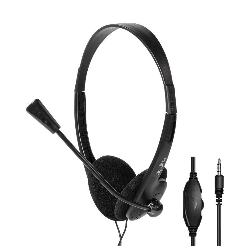 Logilink Stereo-Headset, 1x 3,5-mm-Klinke Bügelmikro Eco-Box