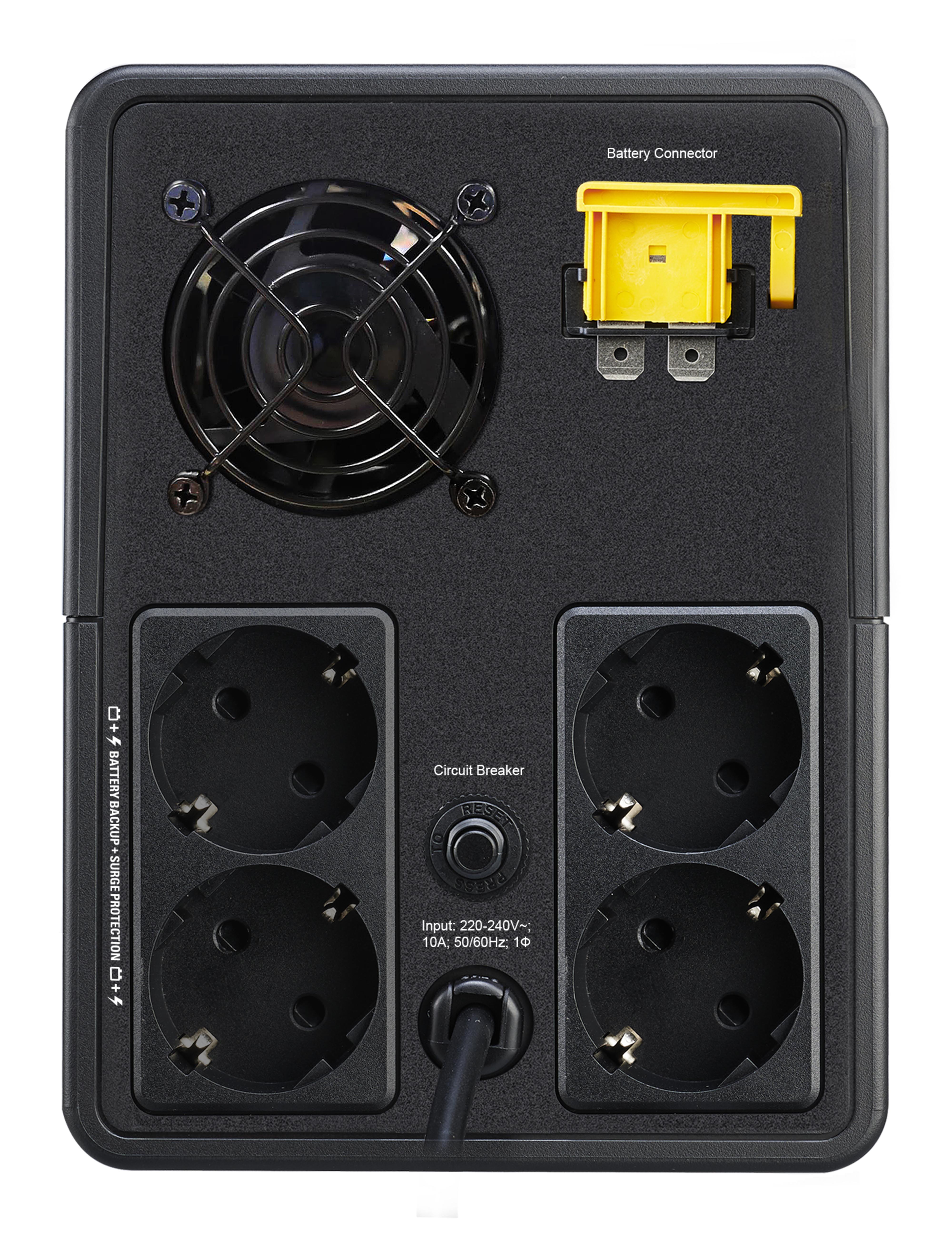 APC Easy UPS BVX Series BVX2200LI-GR UPS AC 220-240V 1200Watt 2200VA 9Ah output connectors 4