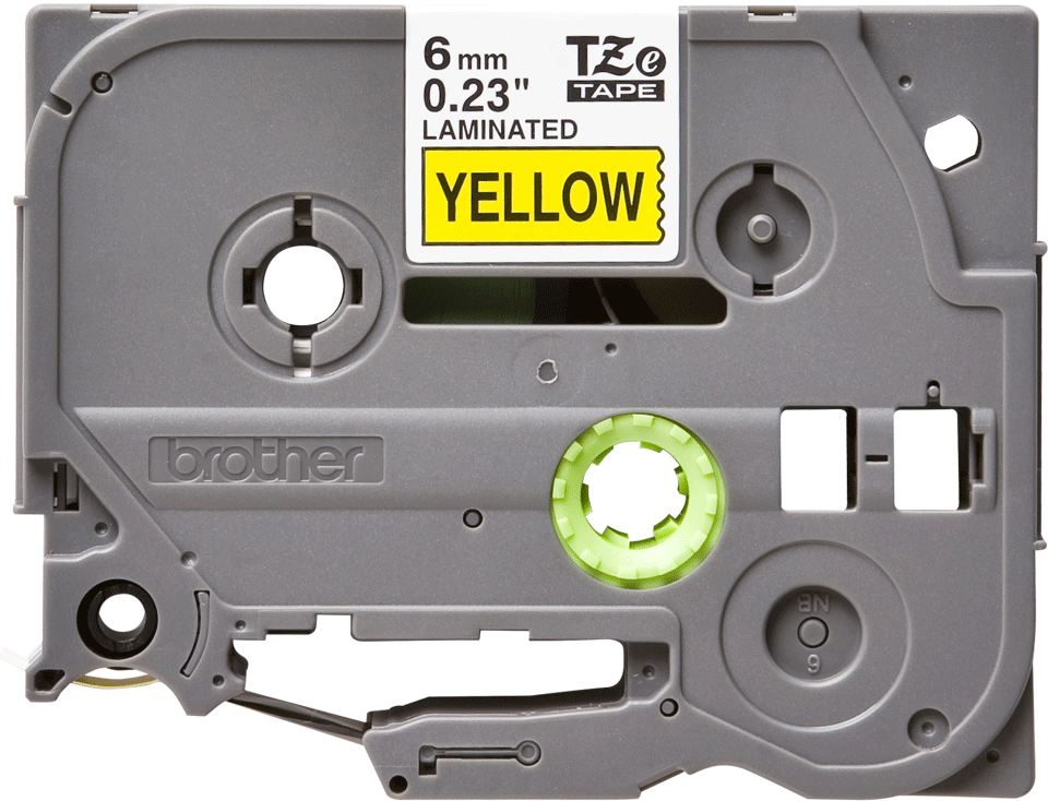 TZE-611 LAMINATED TAPE 6MM 8M BLACK ON YELLOW