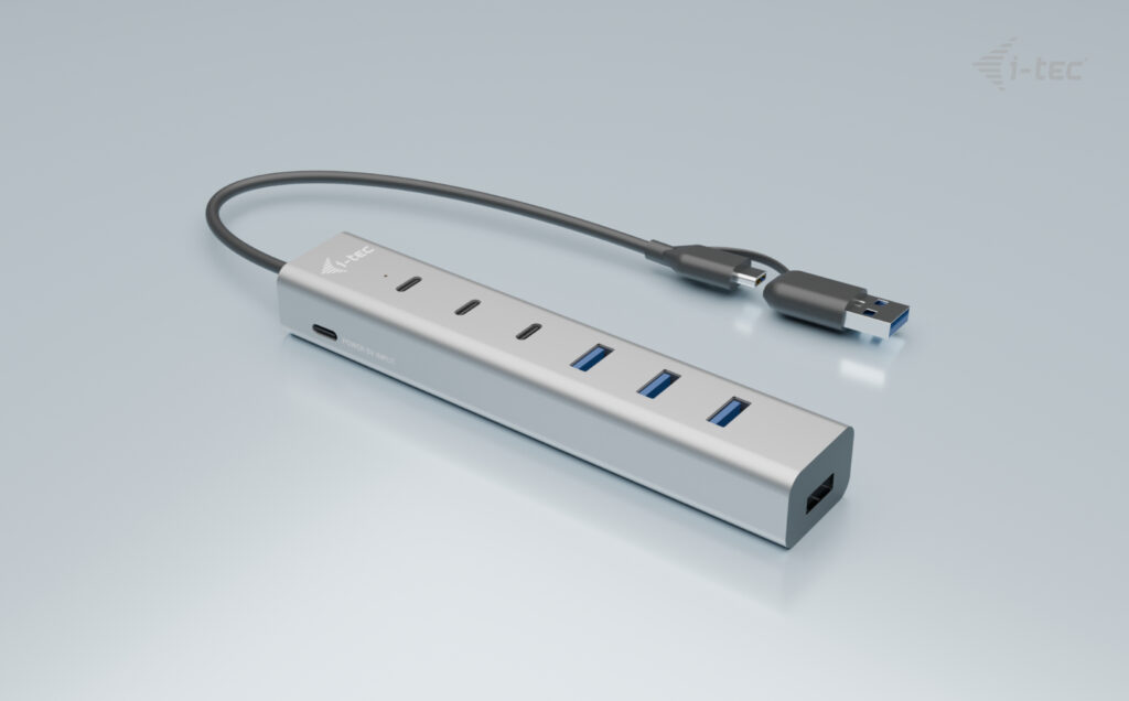I-TEC USB-C/USB-A Charging Metal HUB 7 Port 3x USB-C 3.2 Gen. 1 4x USB-A 3.2 Gen. 1