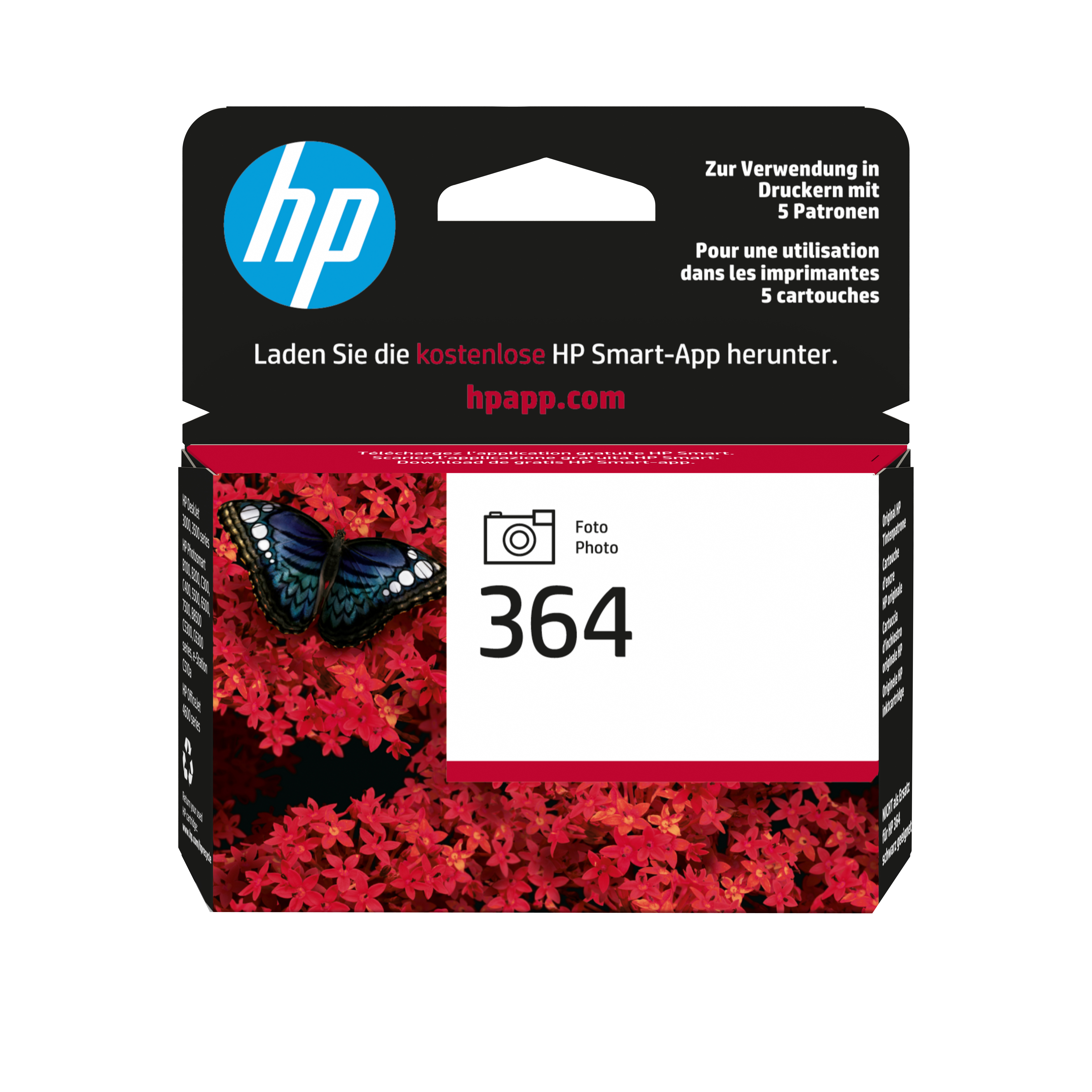HP 364 original Ink cartridge CB317EE BA1 photo black standard capacity 3ml 1-pack with Vivera Ink cartridge