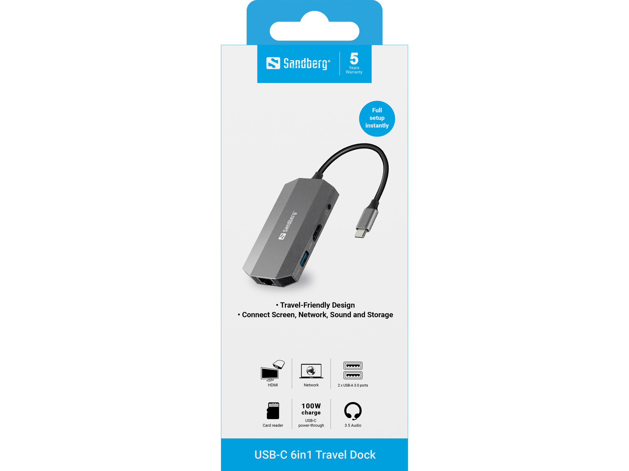 SANDBERG USB-C 6-in1 Travel Dock