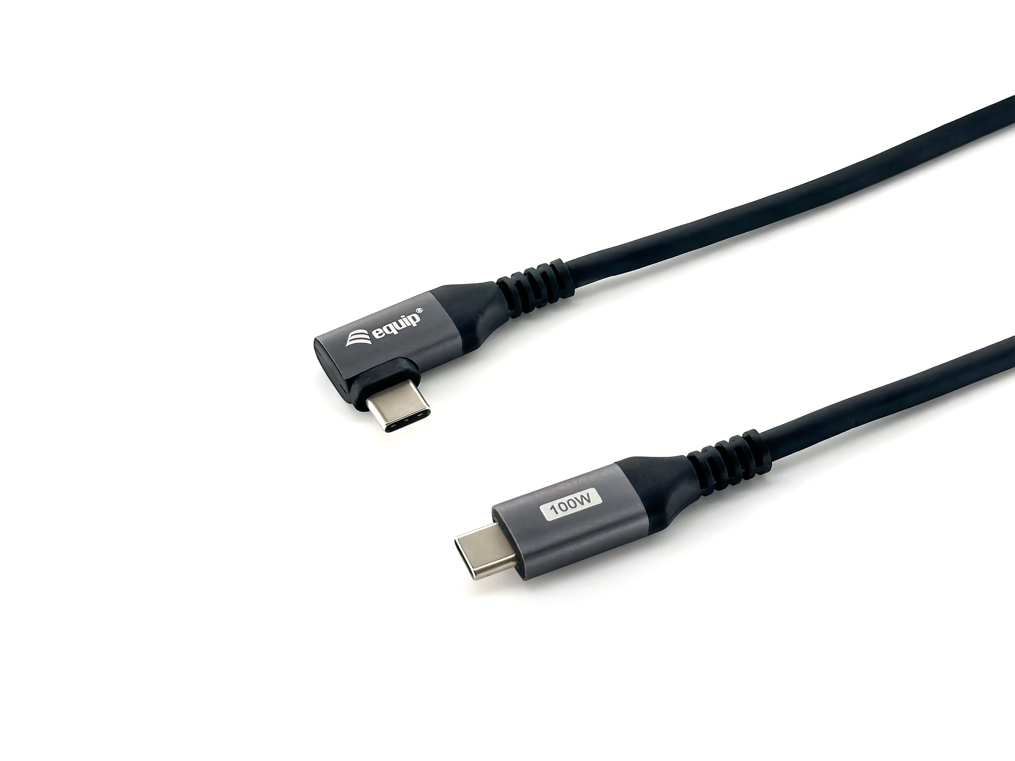 Equip Kabel USB-C2.0->C 90° PD100W St/St 1.00m schwarz