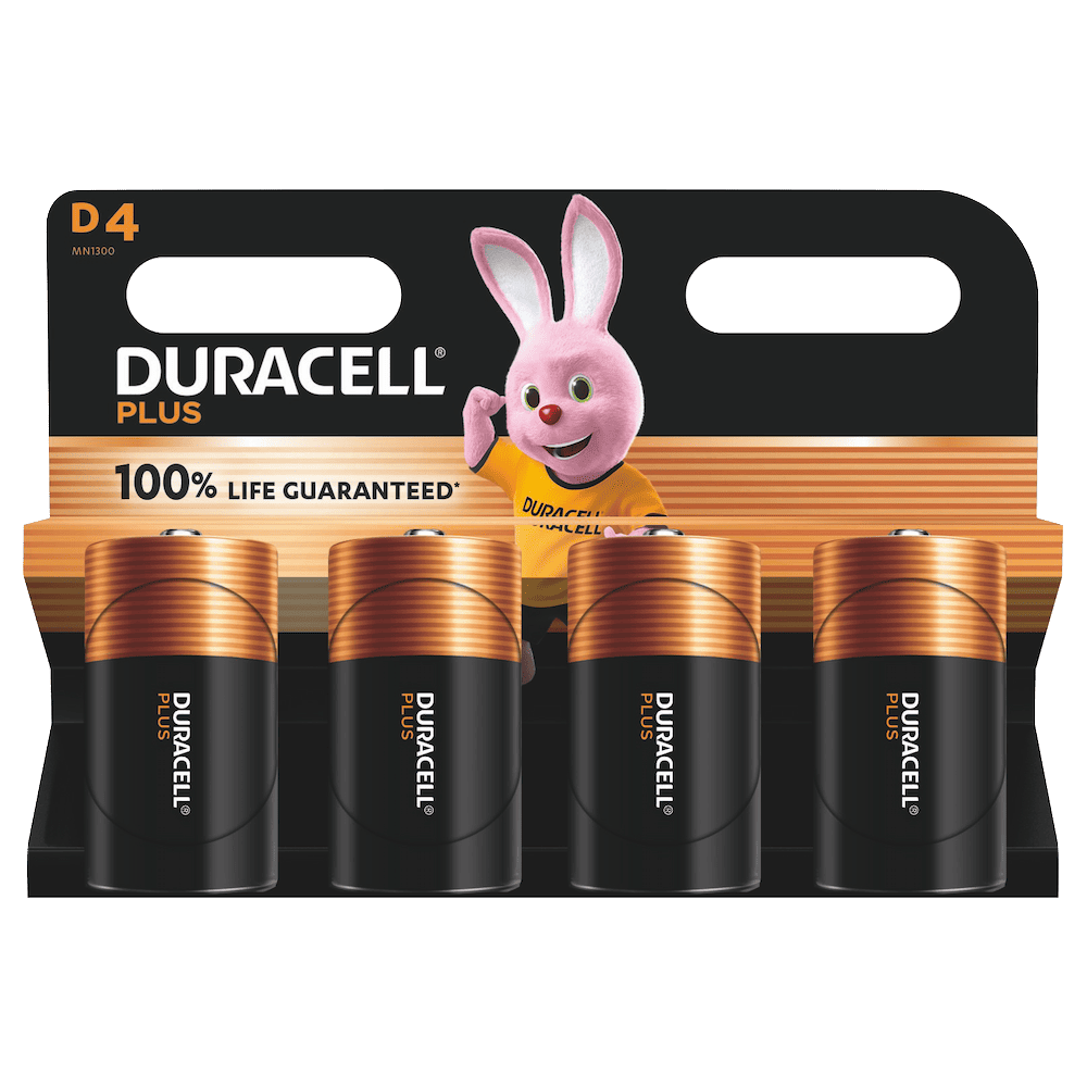 DURACELL Batterien PLUS Alkali-Mangan E-Block 9,0 V, 4 St.