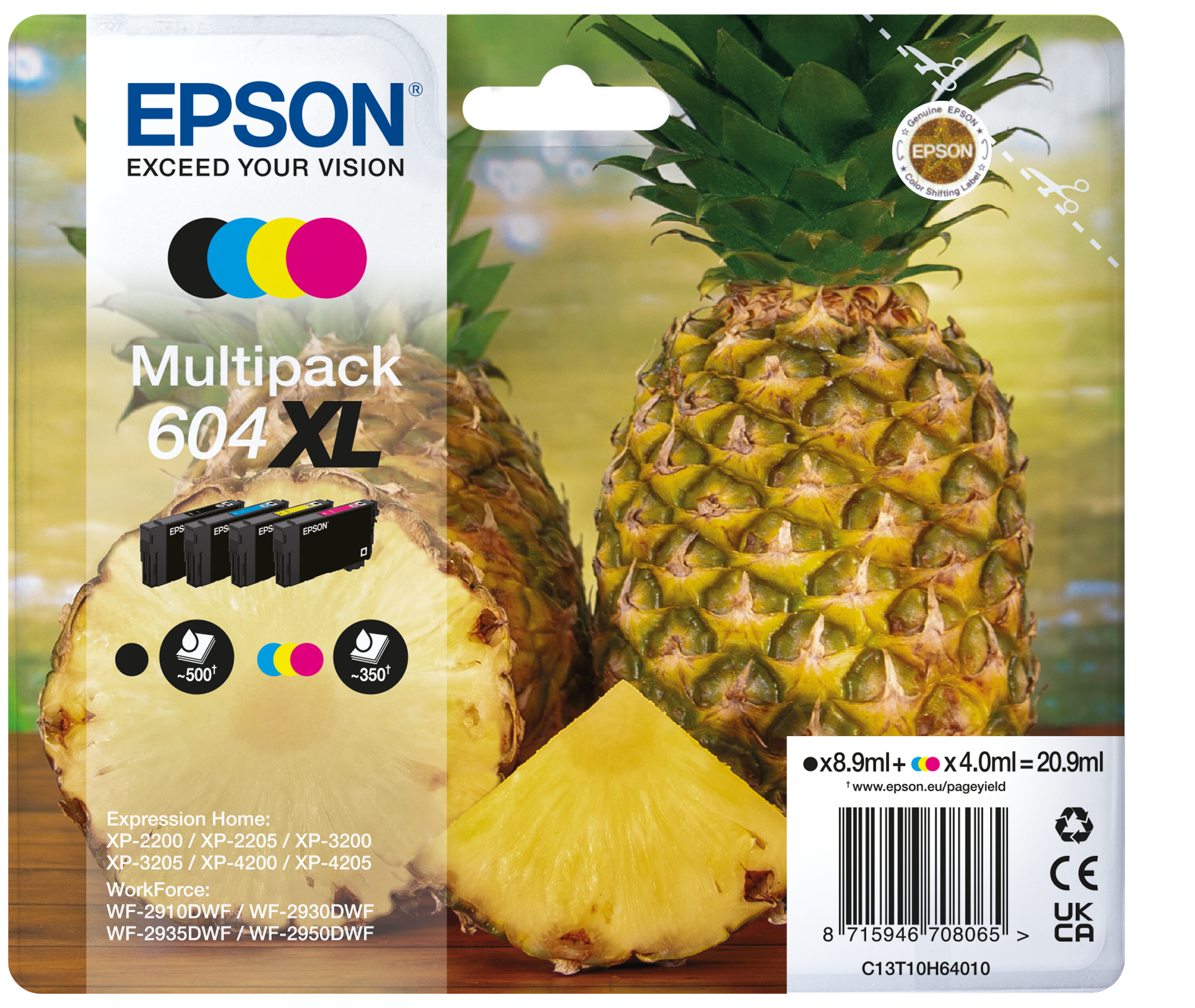 EPSON 604XL/T10H64 (Ananas) schwarz, cyan, magenta, gelb Druckerpatronen, 4er-Set