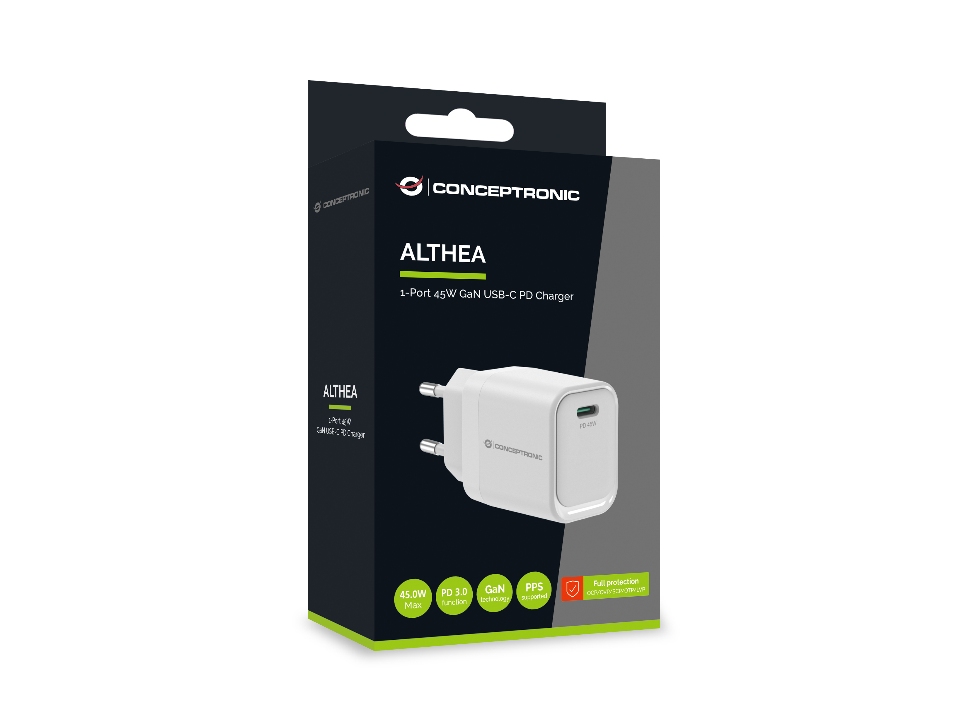 CONCEPTRONIC Ladegerät 1Port GaN USB-C 45WPD3.0/PPS ws