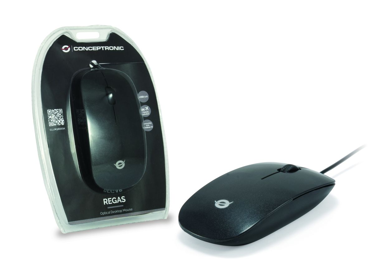 CONCEPTRONIC Optische Maus USB-A/1000DPI/3Tasten L+R schwarz