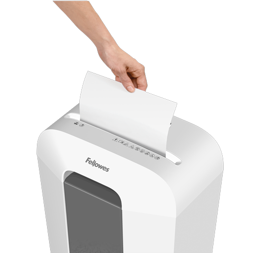 Fellowes Powershred LX50 Aktenvernichter mit Partikelschnitt P-4, 4 x 37 mm, bis 9 Blatt, weiß