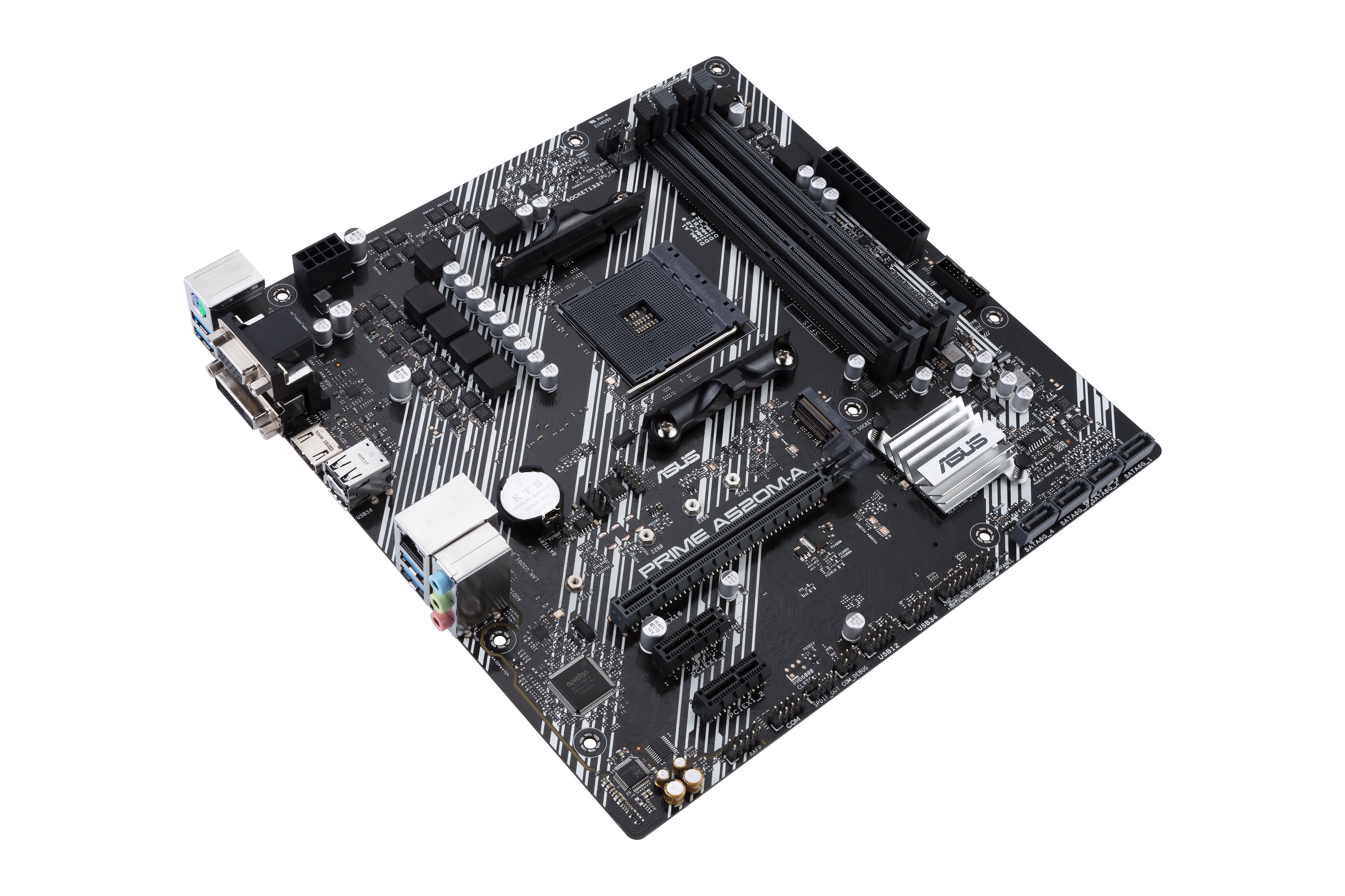 ASUS PRIME A520M-A II/CSM AMD A520 Socket AM4 mATX motherboard features M.2 DP HDMI D-Sub SATA 6 Gbps USB 3.2 Gen 1 ports