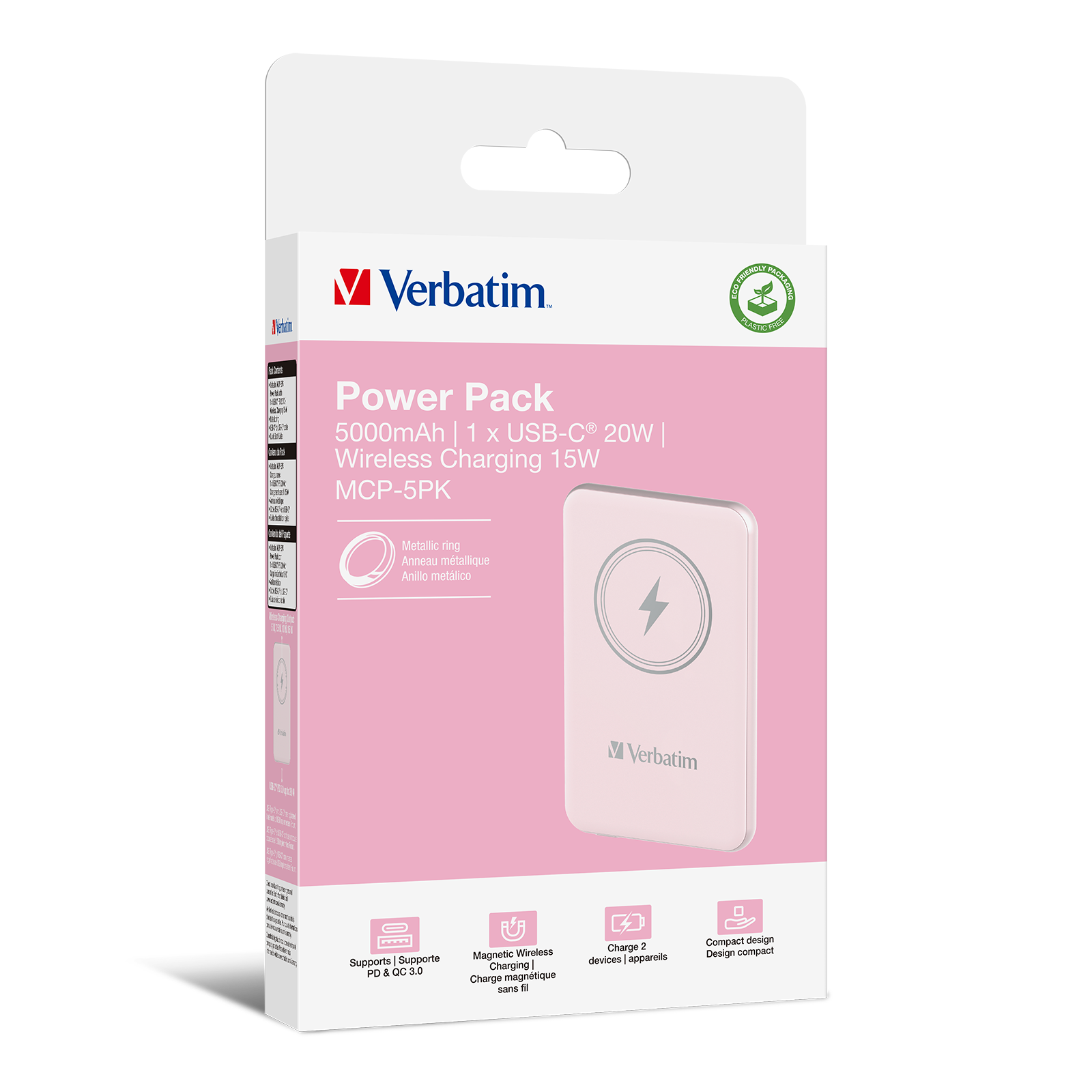 Verbatim Charge´n´Go Magnetic Wireless Power Bank 5000 Pink