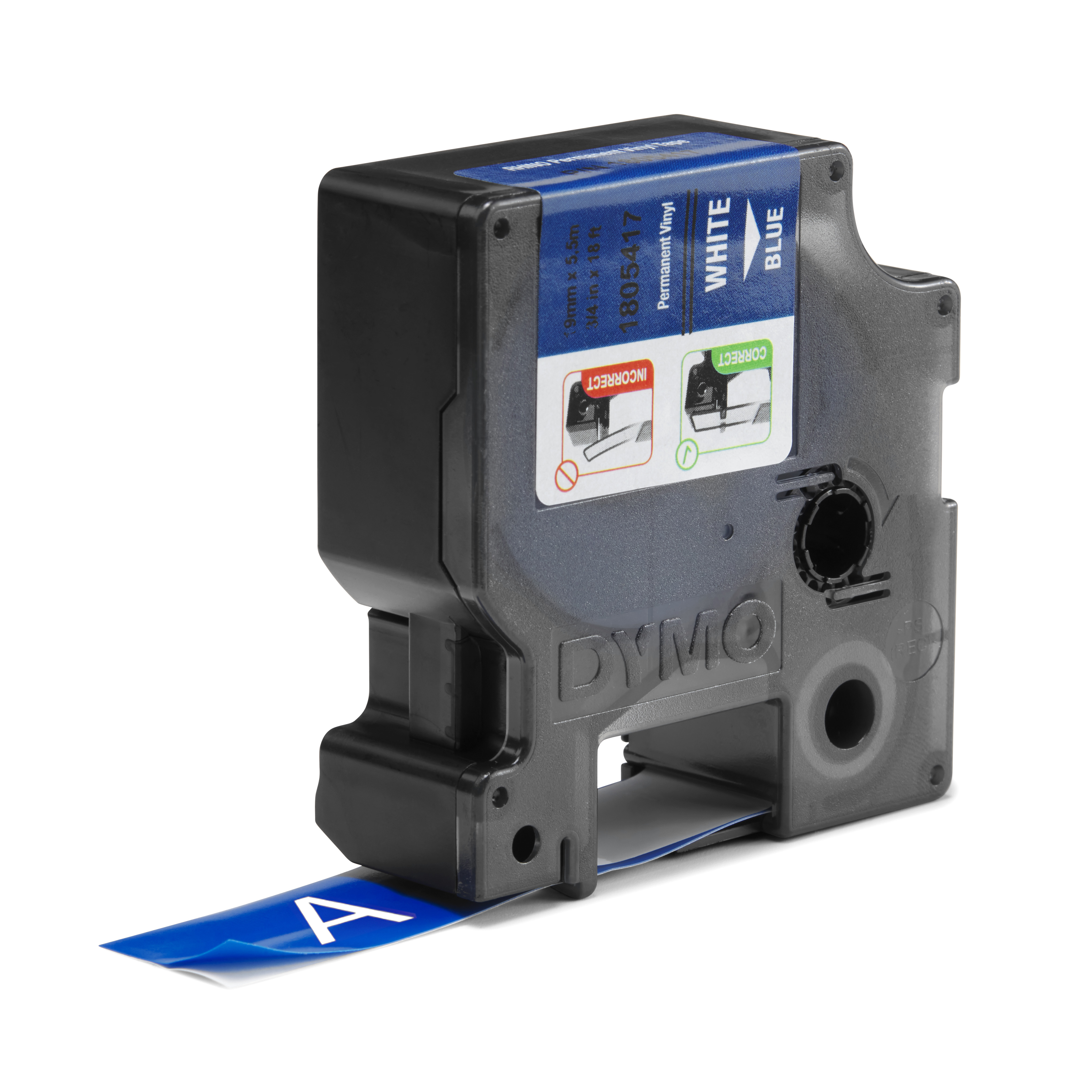 DYMO Schriftband RHINO 1805417, 19 mm, weiß auf blau, 1 St.