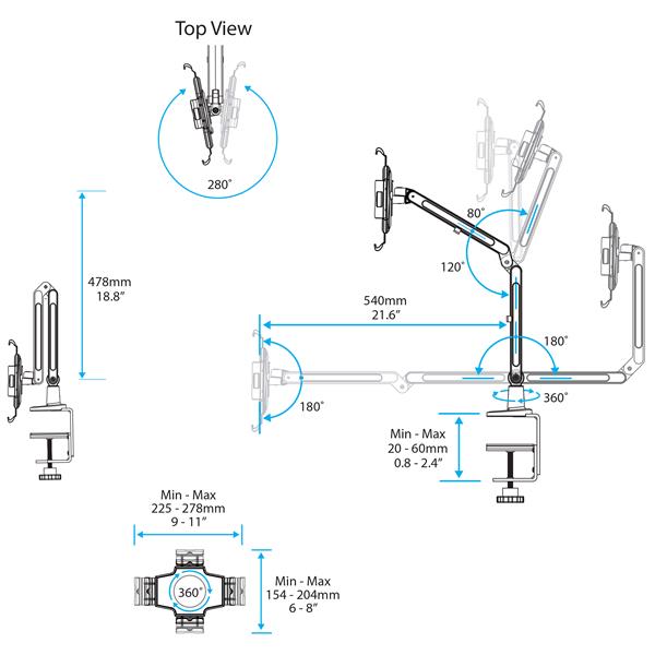STARTECH.COM Schreibtisch Tablet Halter - Schwenkbarer Arm - Für iPad und Android - Weiss - Tablethalter - Tablet Halterung