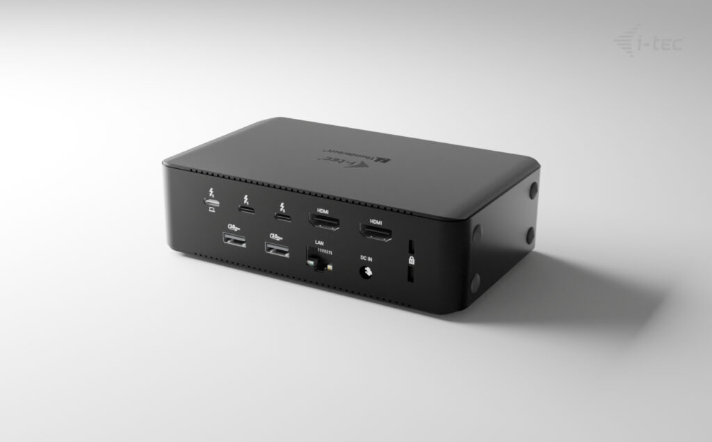 I-TEC Thunderbolt 5 Quattro Display DS 2xTB5 2xHDMI 1x2,5GLAN 1xAudio/Mic 1xUSB-C Gen2 4xUSB-A Gen2 SD+TF Kartenleser PD 140W KL