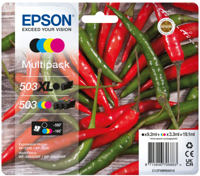 EPSON 503/503XL T09R94 (Peperoni) schwarz, cyan, magenta, gelb Druckerpatronen, 4er-Set