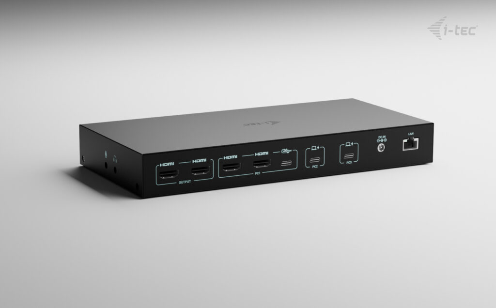 I-TEC USB-C KVM Docking station for 3 Hosts 2xHDMI 1xGLAN 1xUSB-C Gen2 3x USB-A Gen2 2x USB-A 1.1 1xAudio 1xMic PD 1x 92W/2x 65W