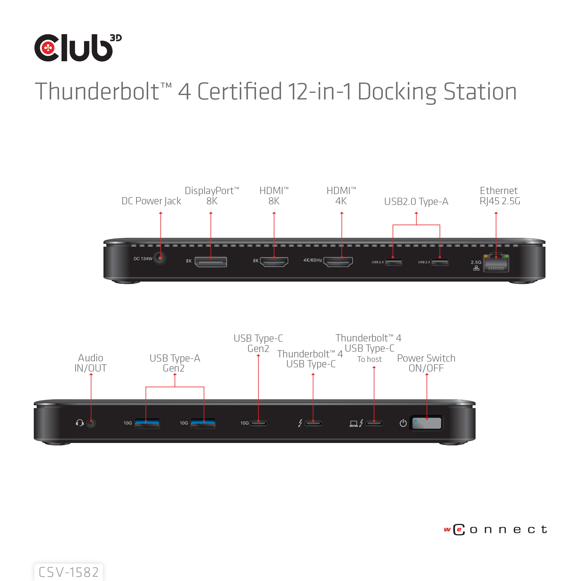 Club3D Thunderbolt4 12-in-1 Dockingstation 3 Displays St/Bu retail