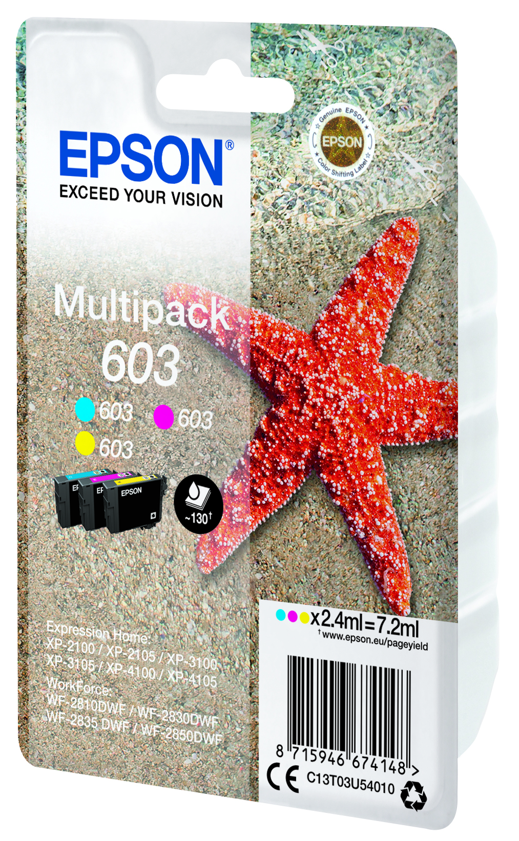 EPSON 603/T03U54 (Seestern) cyan, magenta, gelb Druckerpatronen, 3er-Set