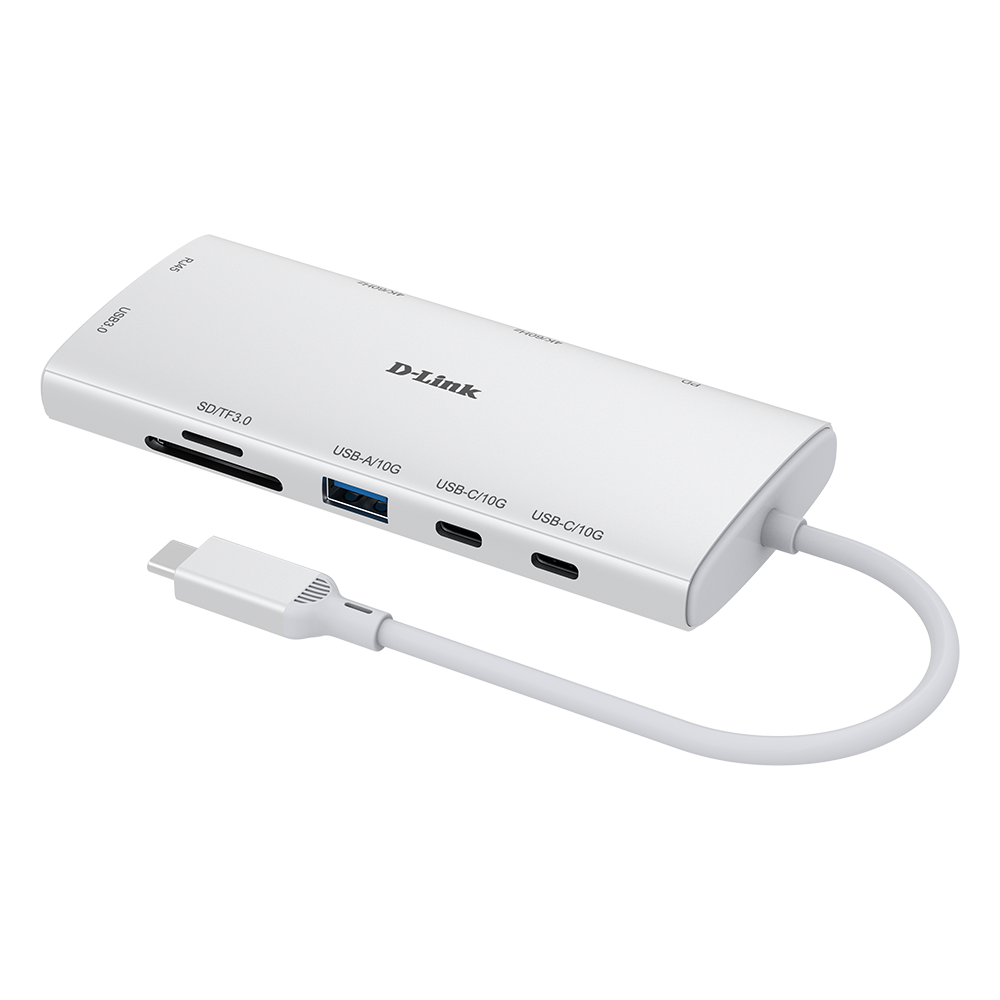 D-LINK DUP-A01 10-in-1 USB-C Hub 2x HDMI 4K 1x PD 1x SD/TF3.0 1x USB-A 10G 2x USB-C 10G 1x USB-A 1x RJ-45