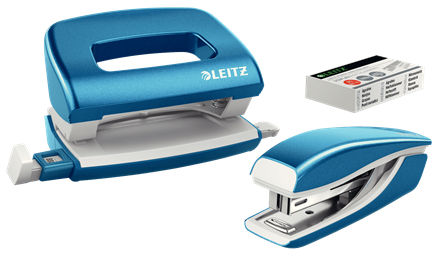 LEITZ Locher und Heftgeräte Set NeXXt WOW blau