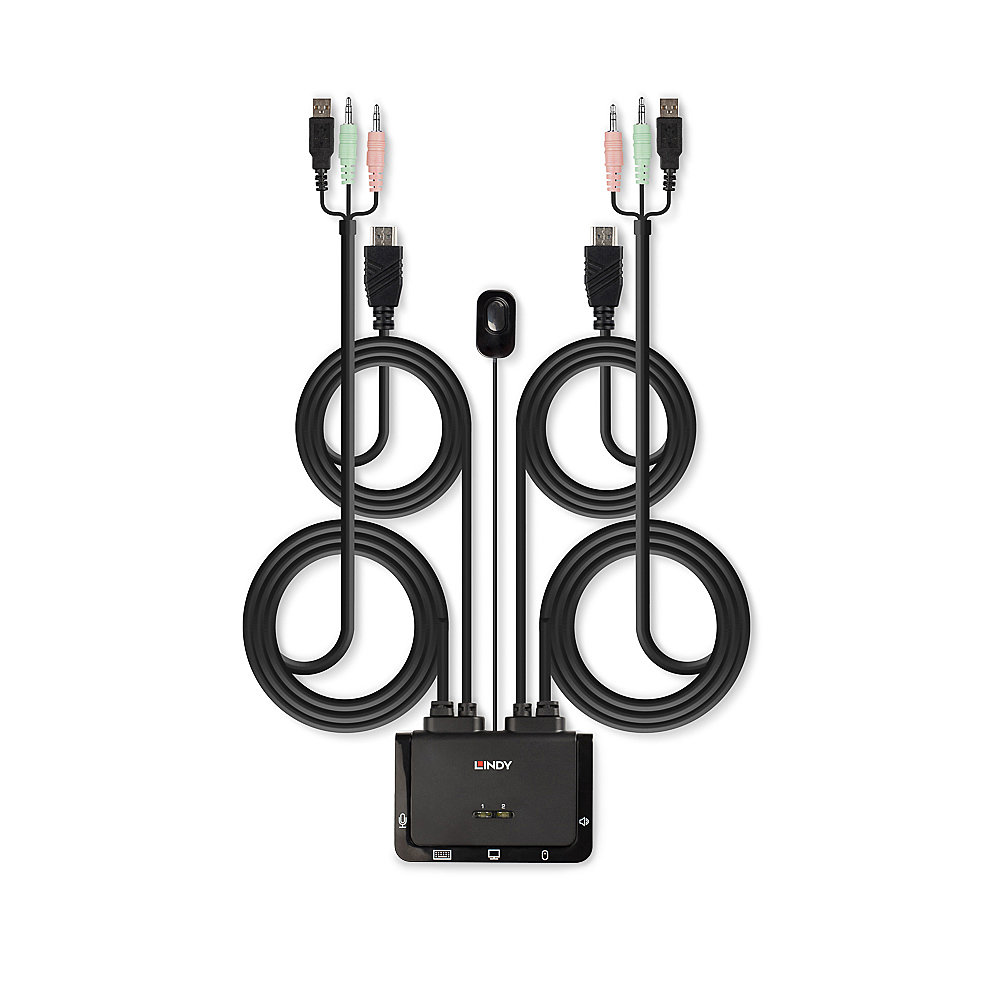 LINDY KVM Switch Compact 2 Port HDMI USB 2.0 & Audio