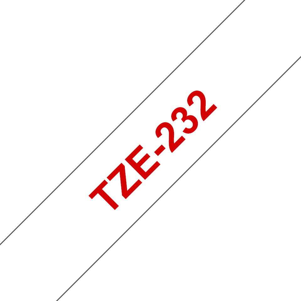 TZE-232 LAMINATED TAPE 12MM 8M RED ON WHITE