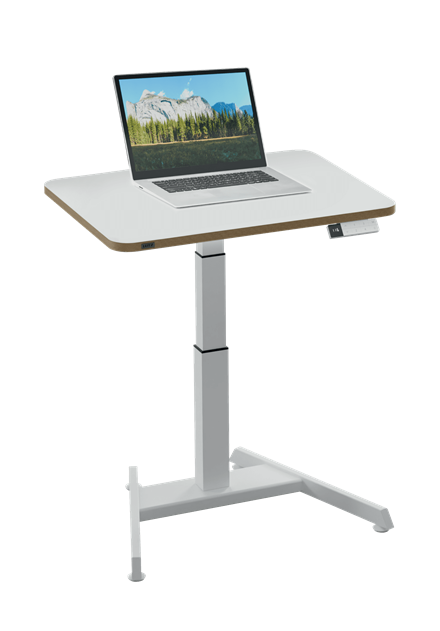 LEITZ Ergo 65340001 elektrisch höhenverstellbarer Schreibtisch weiß rechteckig, A-Fuß-Gestell weiß 80,0 x 60,0 cm