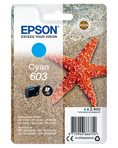 EPSON 4LB Singlepack Cyan 603 Ink w/s
