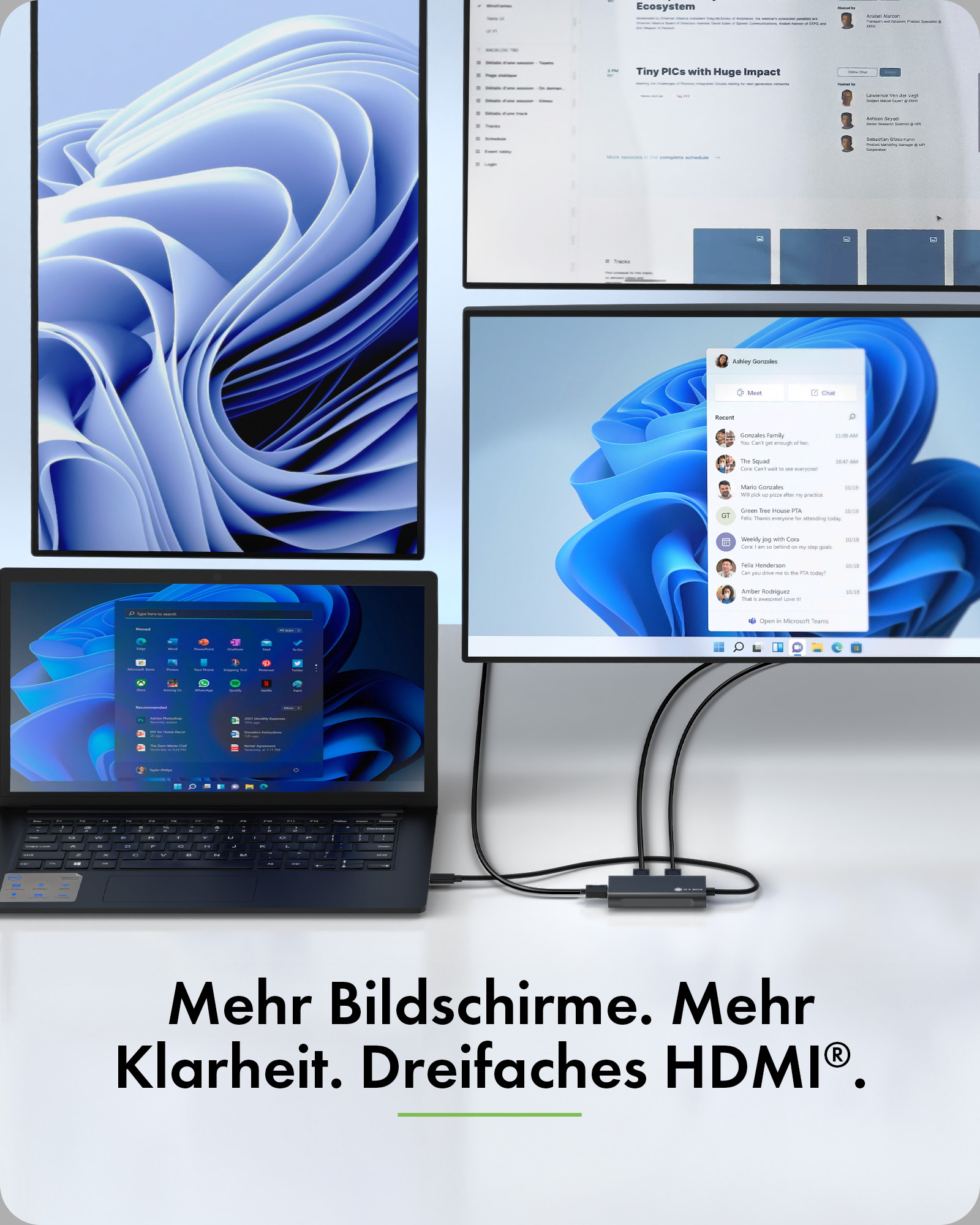Adapter IcyBox USB Type-C 3x HDMI-Videoausgänge