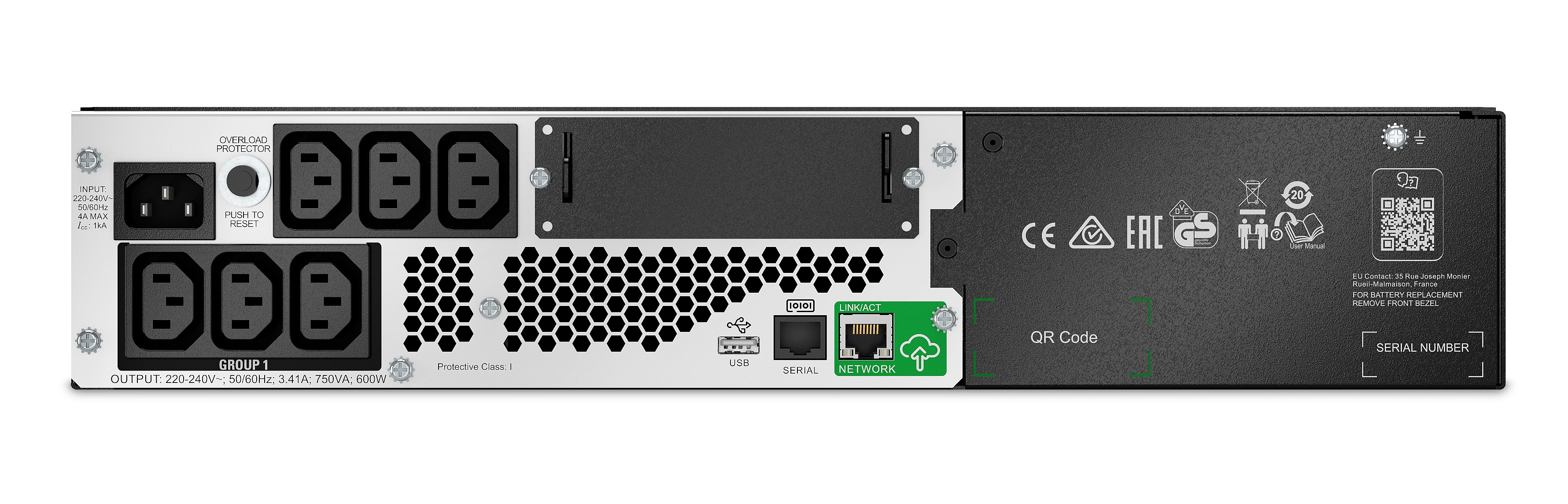 APC Smart-UPS Li-Ion 750VA Short Depth with SmartConnect UPS Rack AC 230V 600Watt 750VA 1-phase RS-232 USB oc 8 2U Black