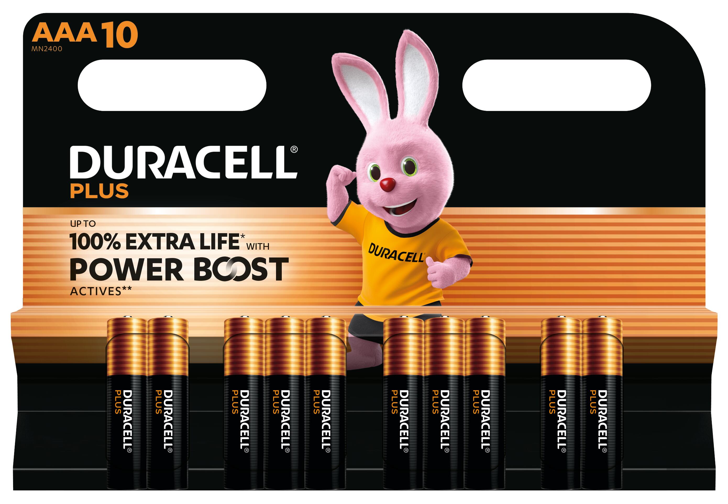 DURACELL Batterien PLUS Alkali-Mangan Micro AAA 1,5 V, 10 St.