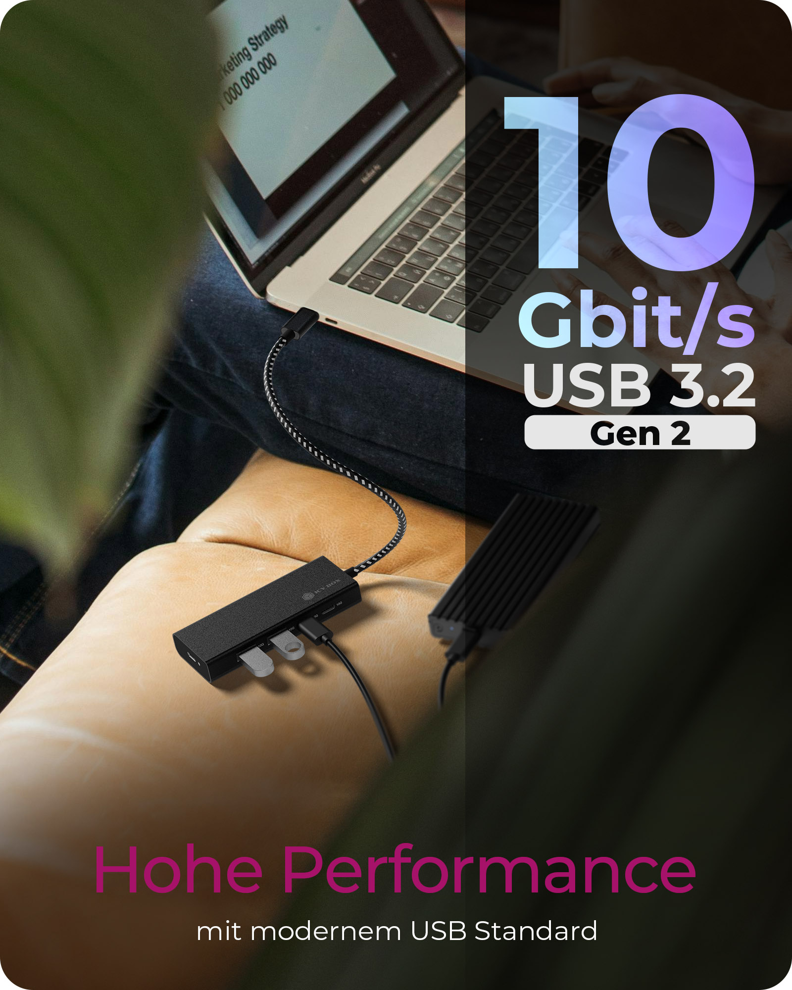 IB-HUB1436-CPD 4-Port USB 3.2 Gen 2, USB-Hub