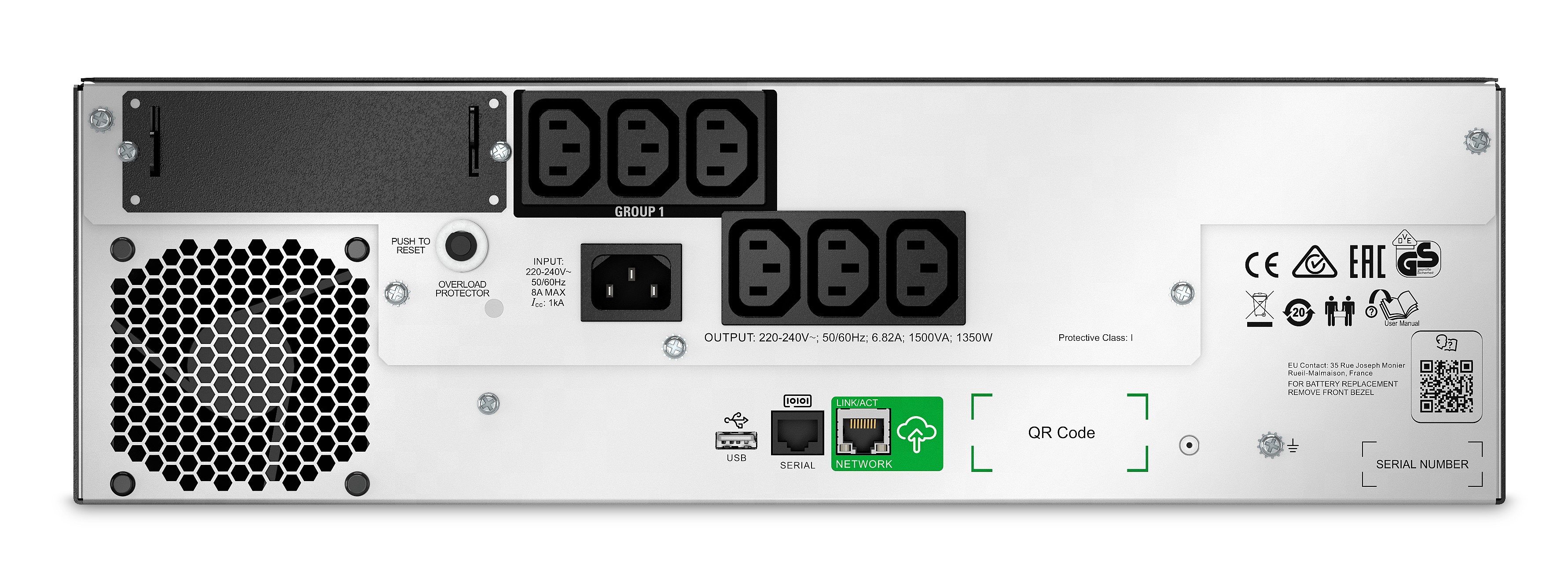 APC Smart-UPS Li-Ion 1500VA Short Depth with SmartConnect UPS Rack AC 230V 1,35 kW 1500VA 1-phase RS-232 USB oc 6 3U