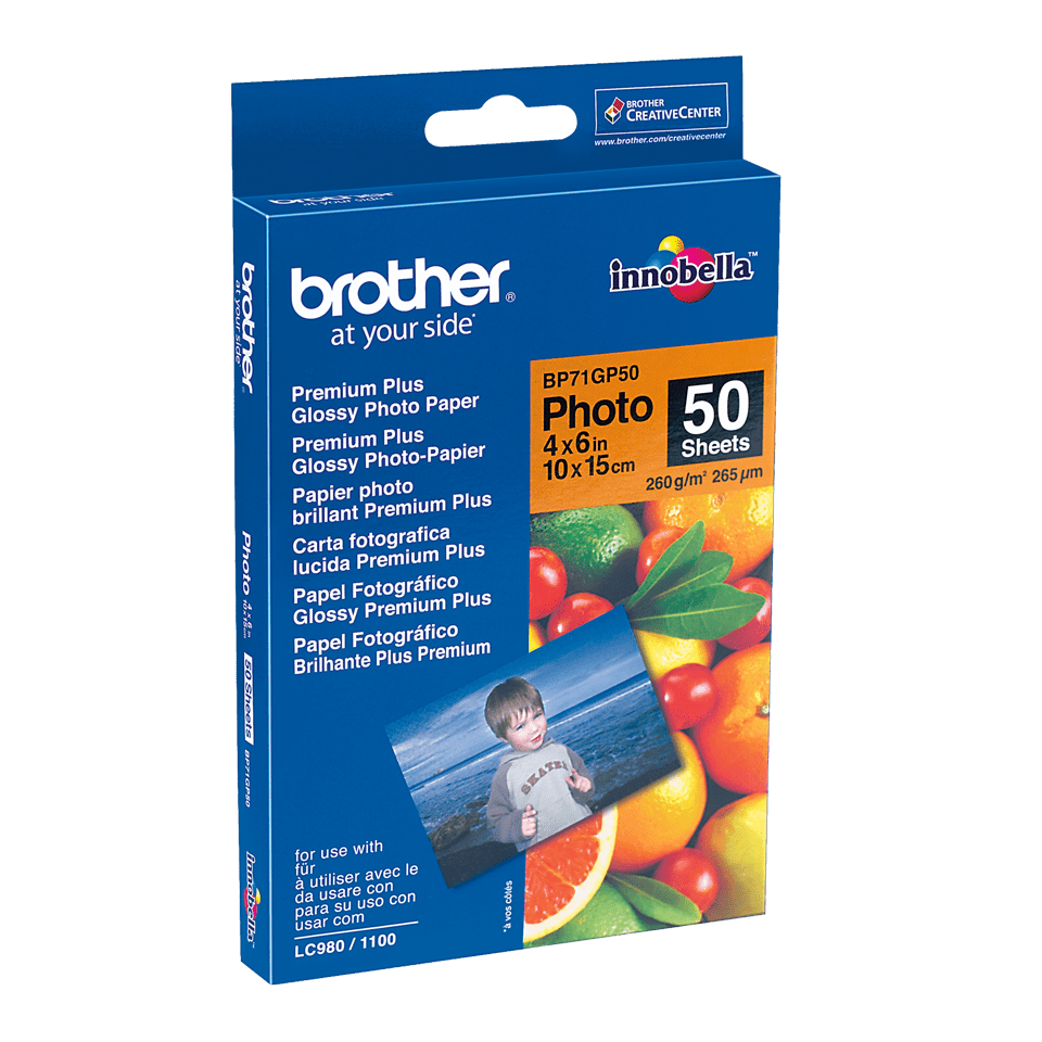 brother Fotopapier BP71GP50 DIN A6 glänzend 260 g/qm 50 Blatt
